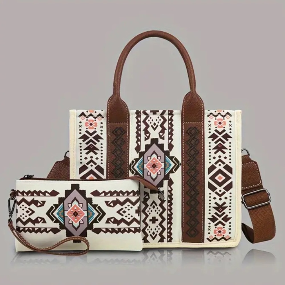 New- Bohemian Canvas Bag with Removable Strap